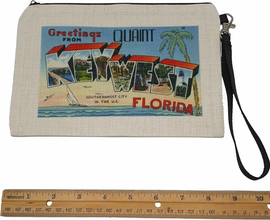 Best Westmon Works Key West Florida Postcard Style Wristlet Ladies Handbag Small Purse Retro Fashion Accessory For Holiday Vacation Double Sided And Zippered