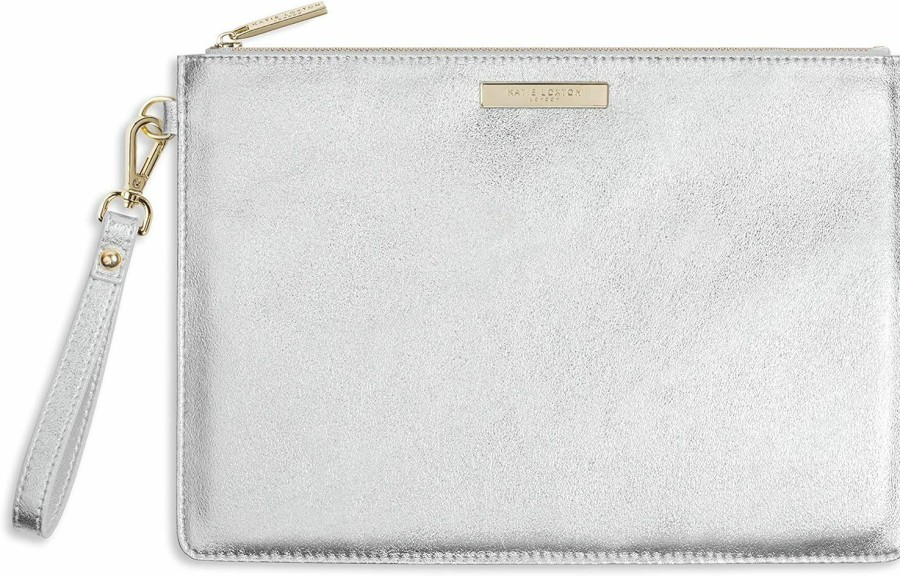 Clearance KATIE LOXTON Katie Loxton Luxe Womens Medium Vegan Leather Wristlet Strap Clutch Purse Metallic