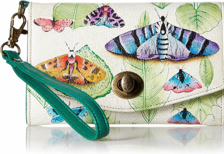 Clearance Anna by Anuschka Anna By Anuschka Hand Painted Women'S Genuine Leather - Vintage Wristlet Clutch - Vintage Botanical