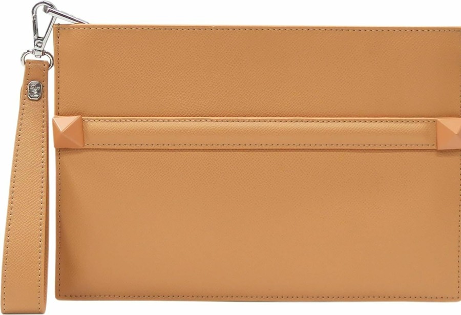 New DE'EMILIA CONCEPT De'Emilia Concept Women'S Wristlet Clutch, Palm Embossed Imitation Leather Cell Phone Wallet Purse, Zipper Closure (Latte)