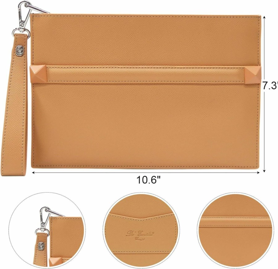 New DE'EMILIA CONCEPT De'Emilia Concept Women'S Wristlet Clutch, Palm Embossed Imitation Leather Cell Phone Wallet Purse, Zipper Closure (Latte)