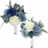 Clearance Rinlong Rinlong 6Pcs Navy Blue Wrist Corsage Wedding Homecoming Prom Corsages Royal Blue Flower Corsage Wristlet