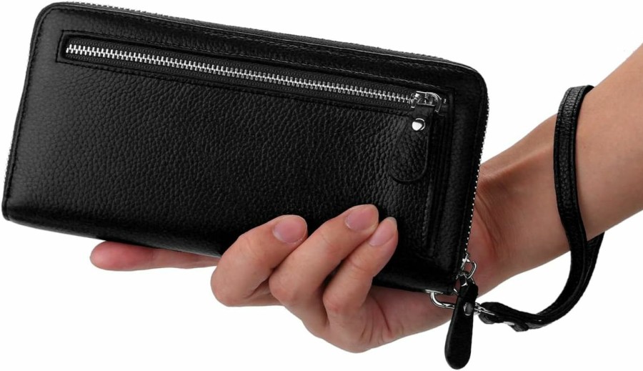 Wholesale YALUXE Yaluxe Zip Around Wallets For Women Real Leather Wristlet Cell Phone Purse Rfid Blocking Protection