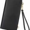 Clearance nuoku Nuoku Wristlet For Women Credit Card Holder Cell Phone Purse Pu Leather Clutch With Rfid Blocking Wristlet (Black)