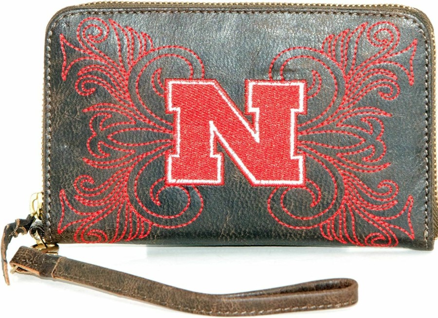 Hot Gameday Boots Ncaa Nebraska Cornhuskers Women'S U Of Nebraskau Wristlet, Brass, 8 X 5 1\"/2