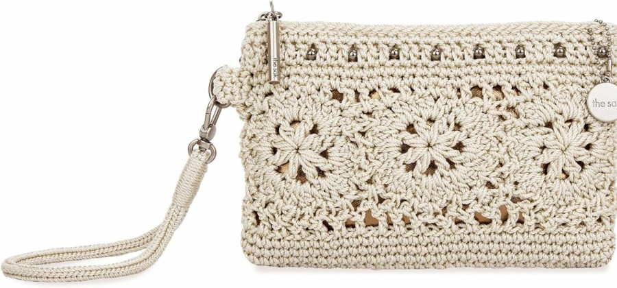 Wholesale The Sak The Sak Vita Small Crochet Wristlet Purse - Hand Crochet Women'S Clutch For Everyday & Travel - Mini Handbag With Card Slots, Zipper Closure & Pockets - Natural Medallion