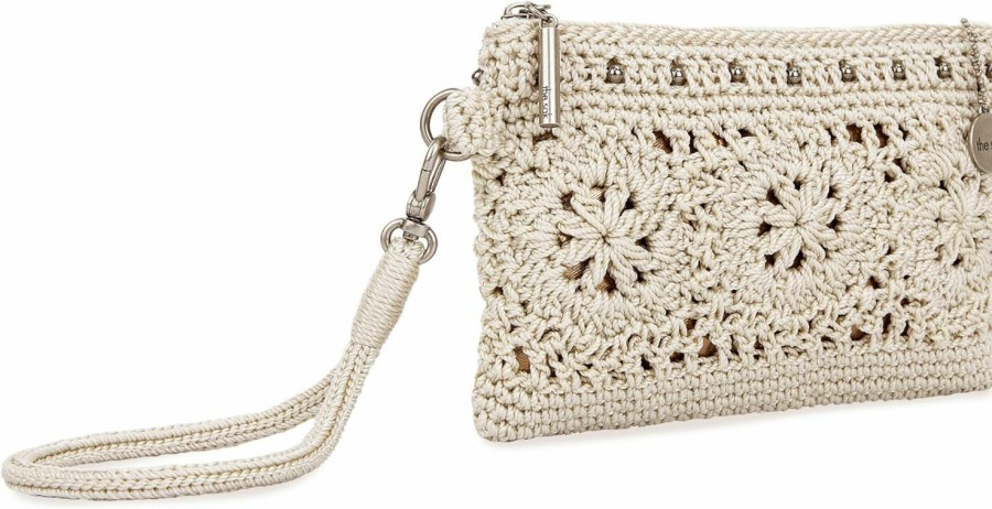 Wholesale The Sak The Sak Vita Small Crochet Wristlet Purse - Hand Crochet Women'S Clutch For Everyday & Travel - Mini Handbag With Card Slots, Zipper Closure & Pockets - Natural Medallion