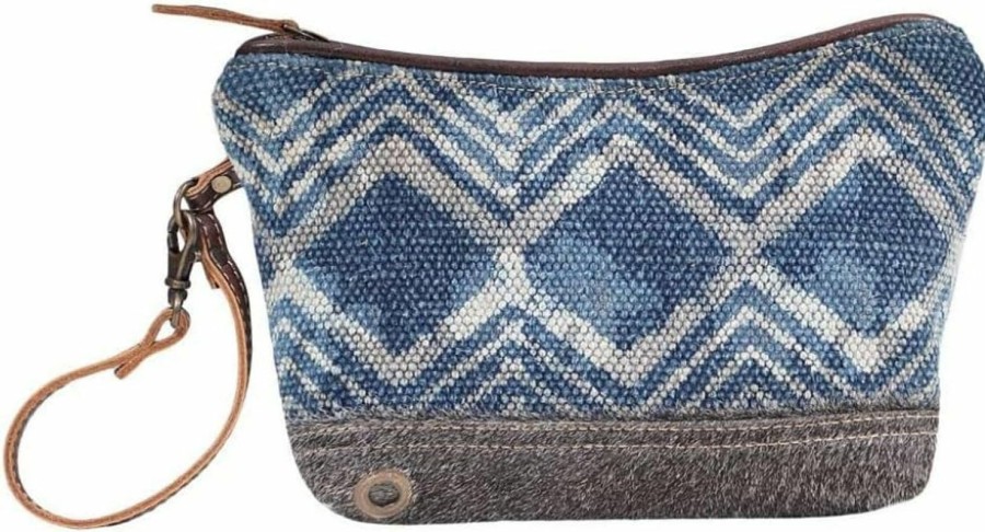 Online Myra Bag Myra Bag Armada Upcycled Canvas & Cowhide Leather Pouch Wristlet Bag S-1606