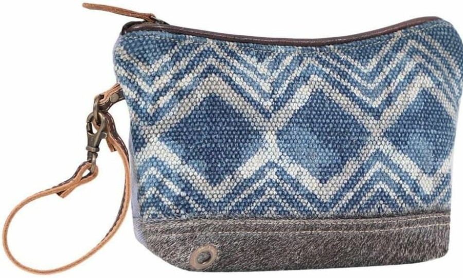 Online Myra Bag Myra Bag Armada Upcycled Canvas & Cowhide Leather Pouch Wristlet Bag S-1606