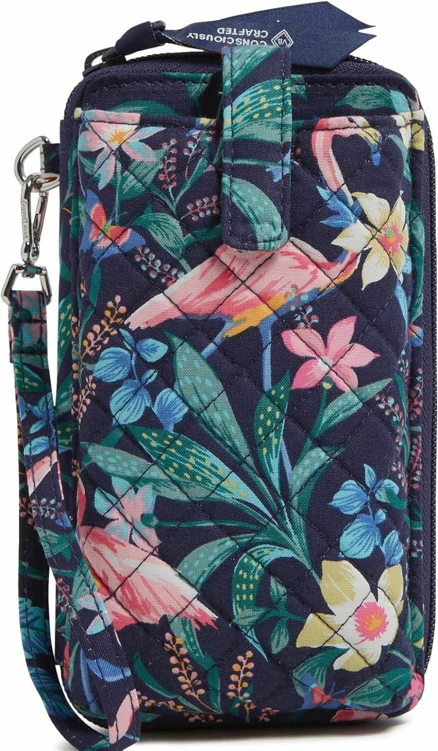 Best Vera Bradley Vera Bradley Cotton Large Smartphone Wristlet With Rfid Protection, Flamingo Garden