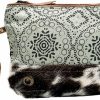 Wholesale Myra Bag Myra Bag Floral Upcycled Canvas & Cowhide Wristlet Bag S-1143