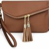 Wholesale UTO Uto Envelope Wristlet Clutch Crossbody Bag For Women Double Tassel Cellphone Trendy Purse With Strap And Zip Pocket