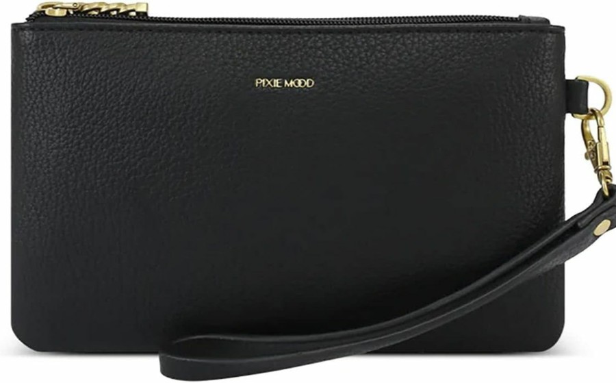 Clearance Pixie Mood Inc Pixie Mood Paris-Ph-Case-Pinpb-Case Double Zip, Recycled Vegan Leather Wristlet Handbag