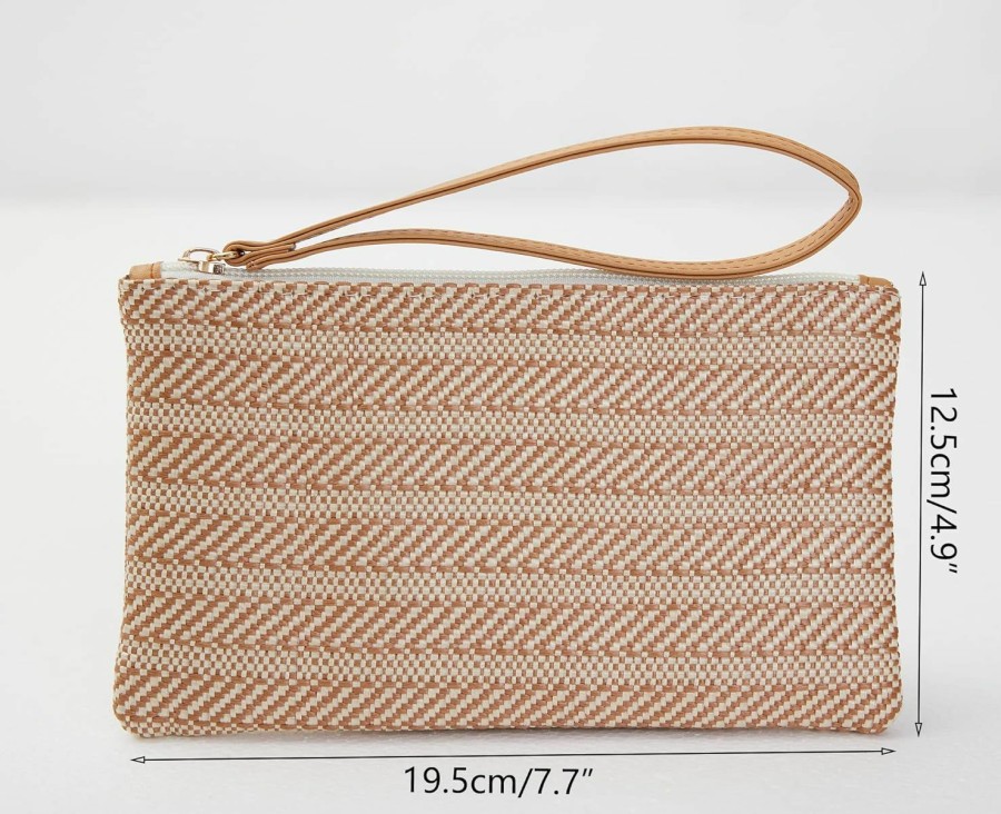 Best Wabilu Straw Clutch Bag Womens Bohemian Summer Beach Straw Purse Handbag Zipper Wristlet Wallets For Women Girls