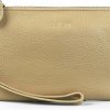 Hot befen Befen Women'S Genuine Italian Leather Wristlet Clutch Wallet Purse, Gold Zipper