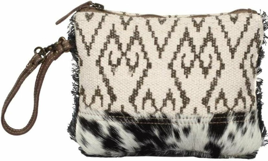 Wholesale Myra Bag Myra Bag Ambition Upcycled Canvas & Cowhide Wristlet Pouch Bag S-1337