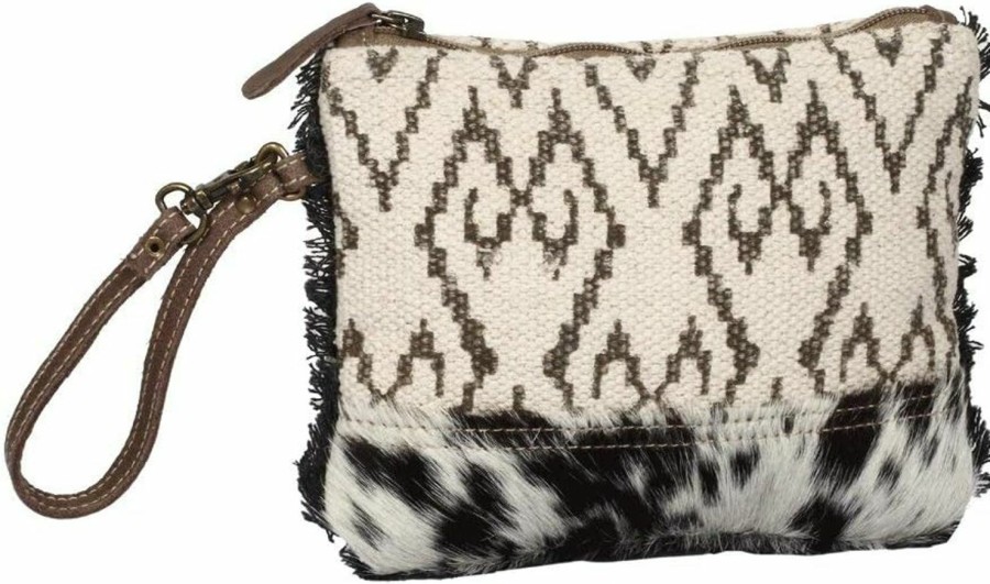 Wholesale Myra Bag Myra Bag Ambition Upcycled Canvas & Cowhide Wristlet Pouch Bag S-1337