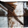 Online Generic Real Cowhide Handbag Wristlet Clutch Purse Wallet Black Leather Lined Double Sided 9\" X 6\" | Cowhide Patchwork Clutch Purse