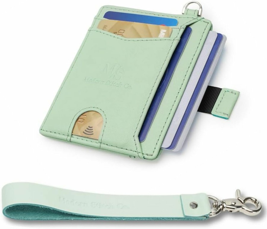 New Modern Stitch Co. Modern Stitch Co. Wallet For Women Slim Rfid Blocking Minimalist Design Intuitive Pull-Strap Wristlet Included! (Light Pink)