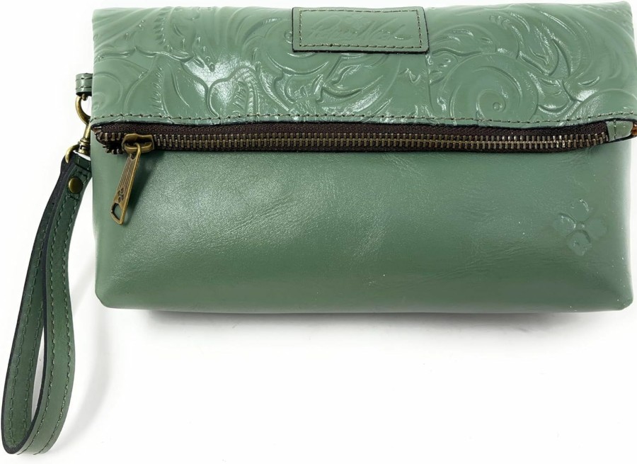 Hot Patricia Nash Patricia Nash Valerie Tooled Leather Foldover Clutch Wristlet, Sage