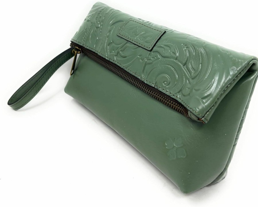 Hot Patricia Nash Patricia Nash Valerie Tooled Leather Foldover Clutch Wristlet, Sage