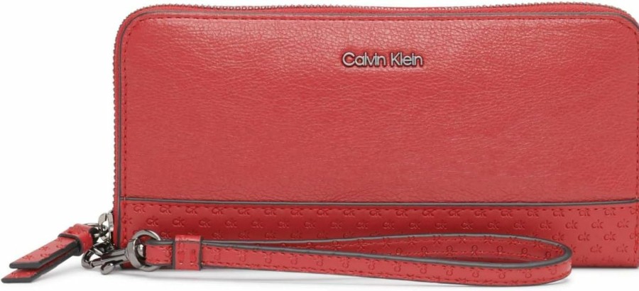 Clearance Calvin Klein Calvin Klein Key Item Saffiano Continental Zip Around Wallet With Wristlet Strap