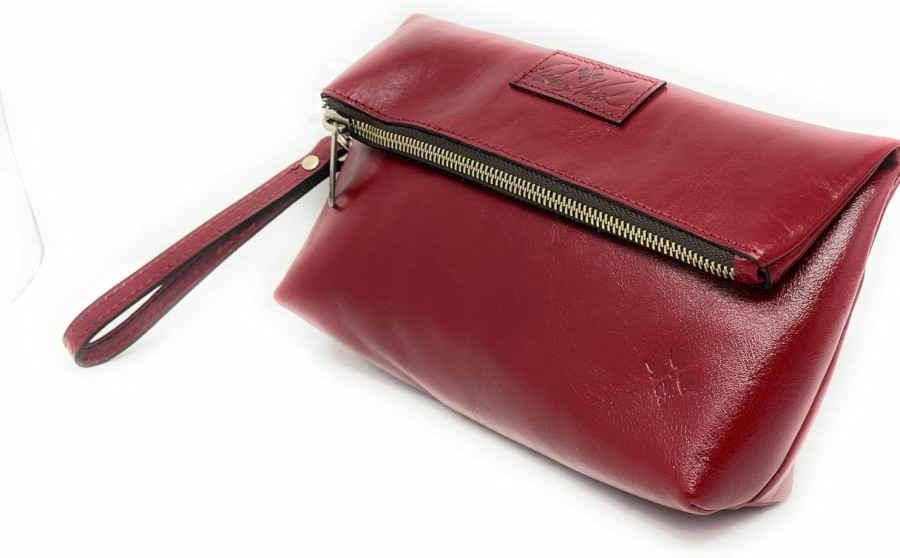 Clearance Patricia Nash Patricia Nash Valerie Leather Foldover Clutch Wristlet, Ruby Red