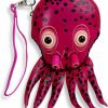 Wholesale Plum Hill Octopus Zippered Coin Wristlet Purse Zippered Wallet Handmade Leather Gift, Pink