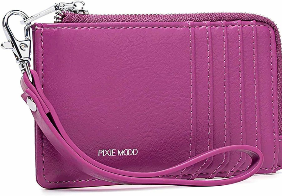 Online Pixie Mood Pixie Mood Quinn-Cw-Case-Pink-Case Slim Profile, Recycled Vegan Leather Wristlet Cardholder, Fuchsia Pink