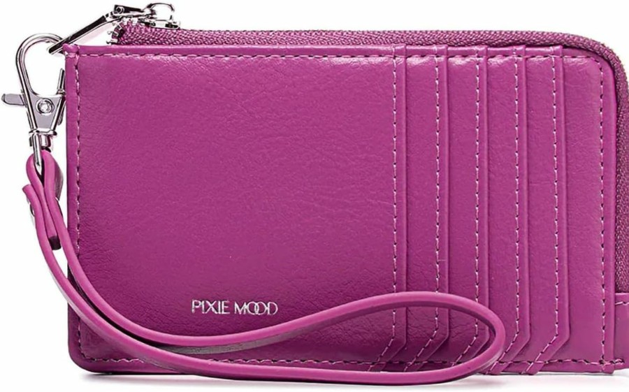 Online Pixie Mood Pixie Mood Quinn-Cw-Case-Pink-Case Slim Profile, Recycled Vegan Leather Wristlet Cardholder, Fuchsia Pink