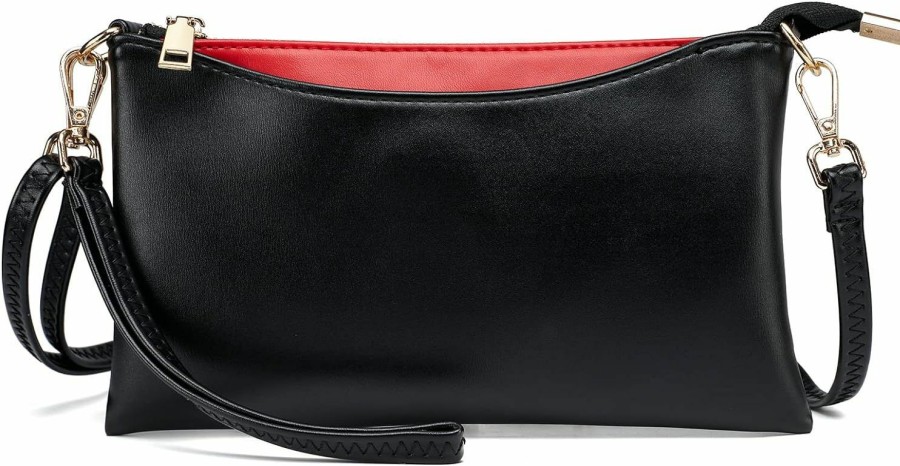 New Duomier Small Black Clutch Purses Women Evening Wristlet Cross Body Bag Crossbody With Removealbe Wrist Strap