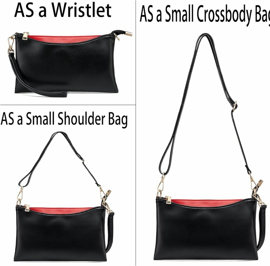 New Duomier Small Black Clutch Purses Women Evening Wristlet Cross Body Bag Crossbody With Removealbe Wrist Strap