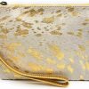 New Mesa Luna Mesa Luna Metallic Cowhide Handcrafted Large Wristlet Pouch Clutch (Golden Hour)