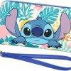 Hot Bioworld Disney Lilo & Stitch Tropical Design Snap-Closure Wristlet Wallet W/Tech Pocket And Wrist Strap