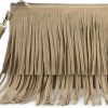 New HOXIS Hoxis Fringe Cross Body Bag Womens Small Shoulder Bag Top Zip Wristlet