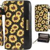 Best ENYISDAN Women'S Sunflower Wristlet Wallet Large Capacity Leather Rfid, Put Card Holder Phone, Zip Sunflower Purse Clutch For Travel Work (Sunflower)